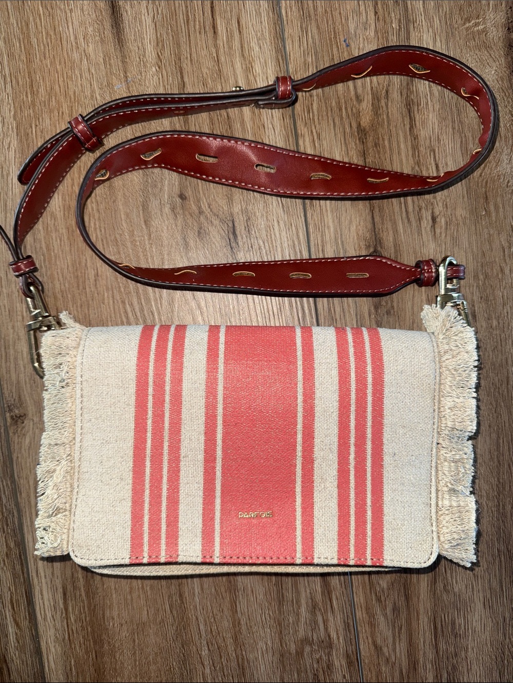 PARFOIS STRIPED Canvas Crossbody Bag - Pink/Coral Stripe GREAT SHAPE